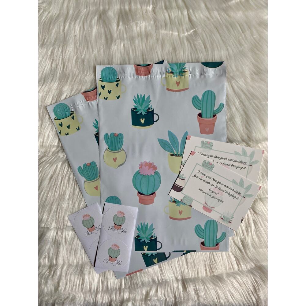 Succulents 10x13 Poly Mailers & 4x6 Thank You Cards & 2.5” Thank You Stickers - Picture 2 of 6